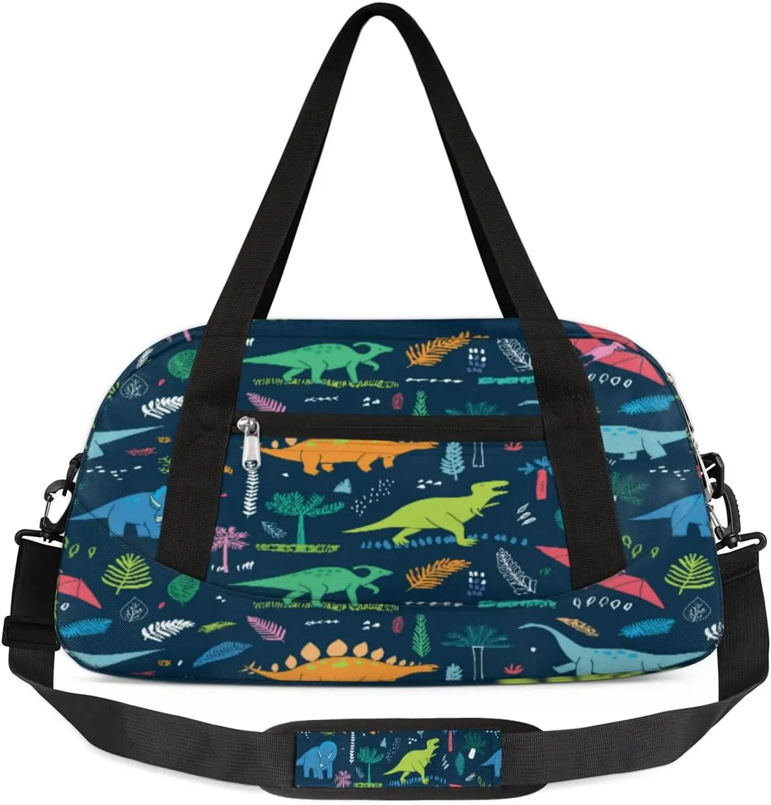 Cartoon Dinosaur Theme Duffel Bag for Women Men Travel Bag Small Gym Bag Waterproof Workout Overnight Tote Bag for Sport Dance Weekend Yoga