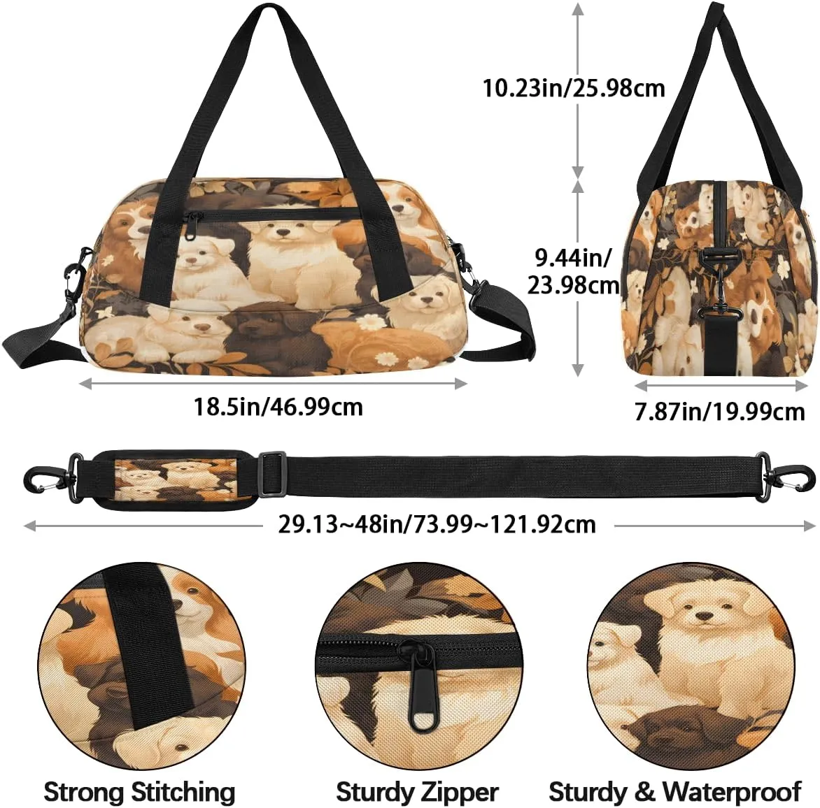 Cartoon Pet Animals Kids Duffle Bag Boys Girls Small Sport Dance Gym Bag for Overnight Travel Weekender Carry On