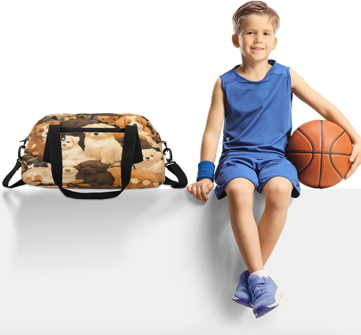 Cartoon Pet Animals Kids Duffle Bag Boys Girls Small Sport Dance Gym Bag for Overnight Travel Weekender Carry On