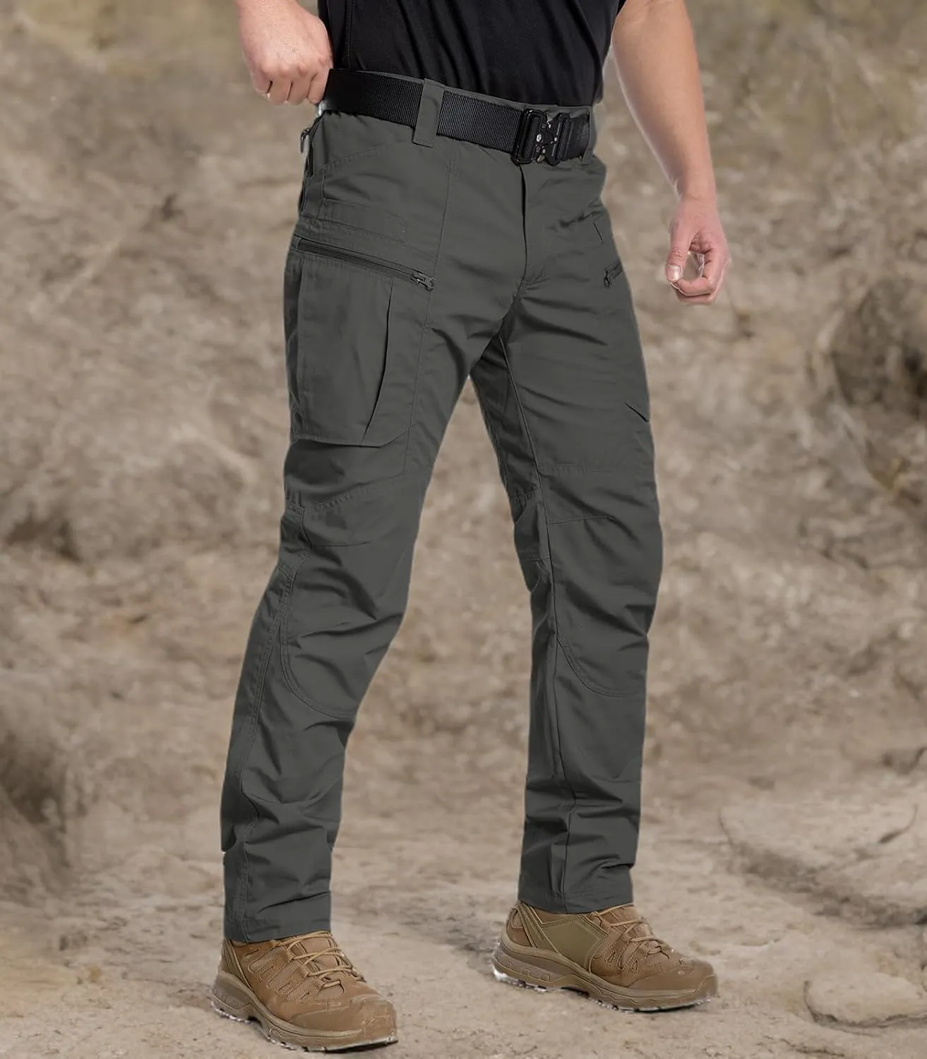 CARWORNIC Men's Lightweight Tactical Pants Ripstop Military Cargo Pants Water Resistant Outdoor Hiking Work Pants