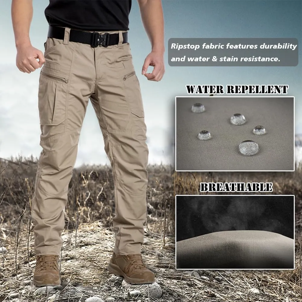 CARWORNIC Men's Lightweight Tactical Pants Ripstop Military Cargo Pants Water Resistant Outdoor Hiking Work Pants