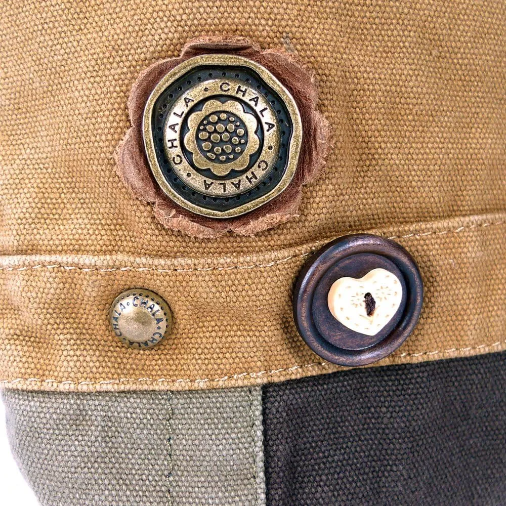 CHALA Handbags Brown/Olive Canvas Patch Cross-body Messenger Bags with 2021 new Key-fob