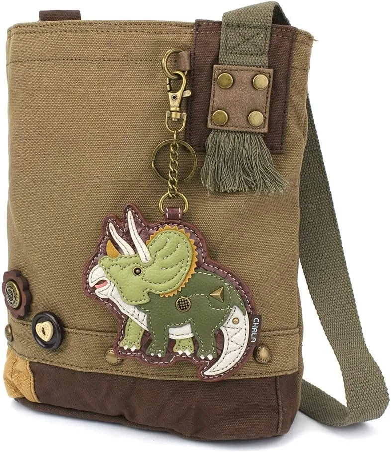 CHALA Handbags Brown/Olive Canvas Patch Cross-body Messenger Bags with 2021 new Key-fob