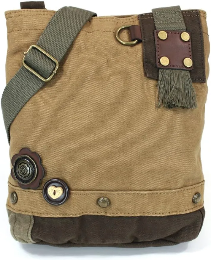 CHALA Handbags Brown/Olive Canvas Patch Cross-body Messenger Bags with 2021 new Key-fob
