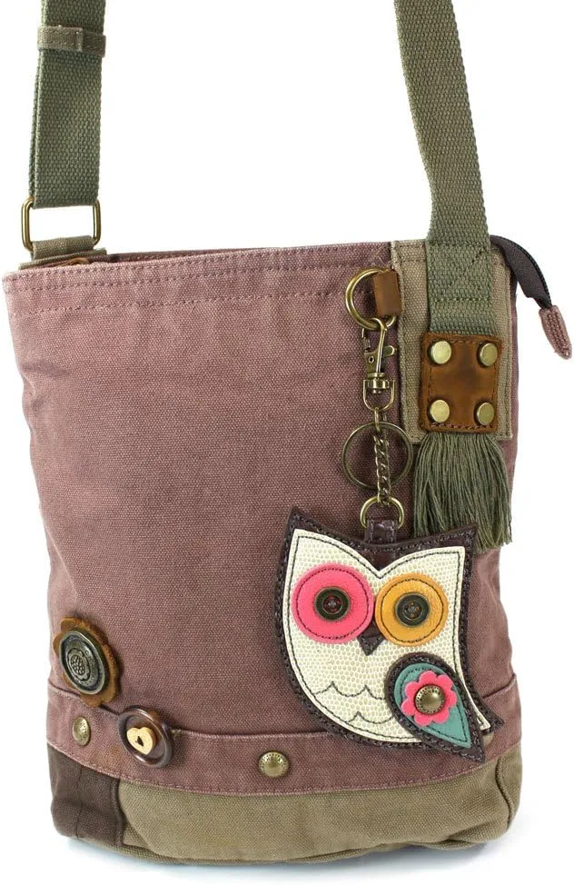 Chala Handbags Patchwork Crossbody Canvas Messenger Bags with Faux Leather Animal Coin Purse