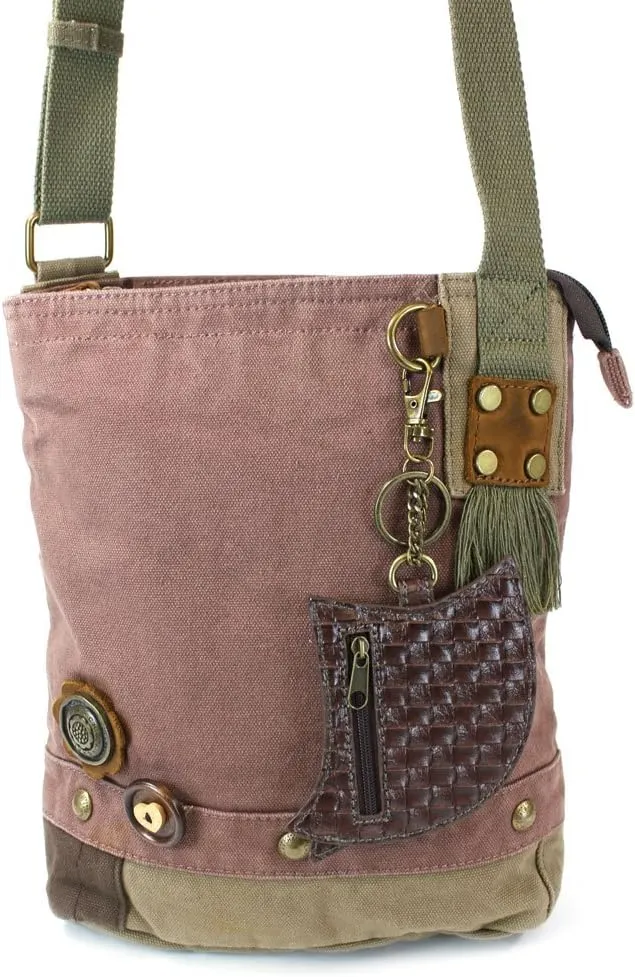 Chala Handbags Patchwork Crossbody Canvas Messenger Bags with Faux Leather Animal Coin Purse