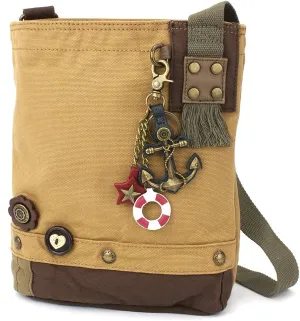 CHALA Patch Cross-Body Women Handbag, Canvas Messenger Bag Brown