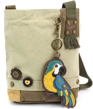CHALA Patch Cross-Body Women Handbag, Canvas Messenger Bag - Parrot Blue, Sand