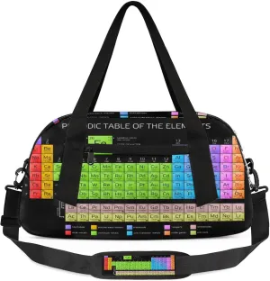 Chemistry Period Table Of The Element Kids Duffel Bag Lightweight Waterproof Sports Gym Bag with Front Zipper Pocket Foldable Weekender Overnight Bag for School Practice Gymnastic Ballet
