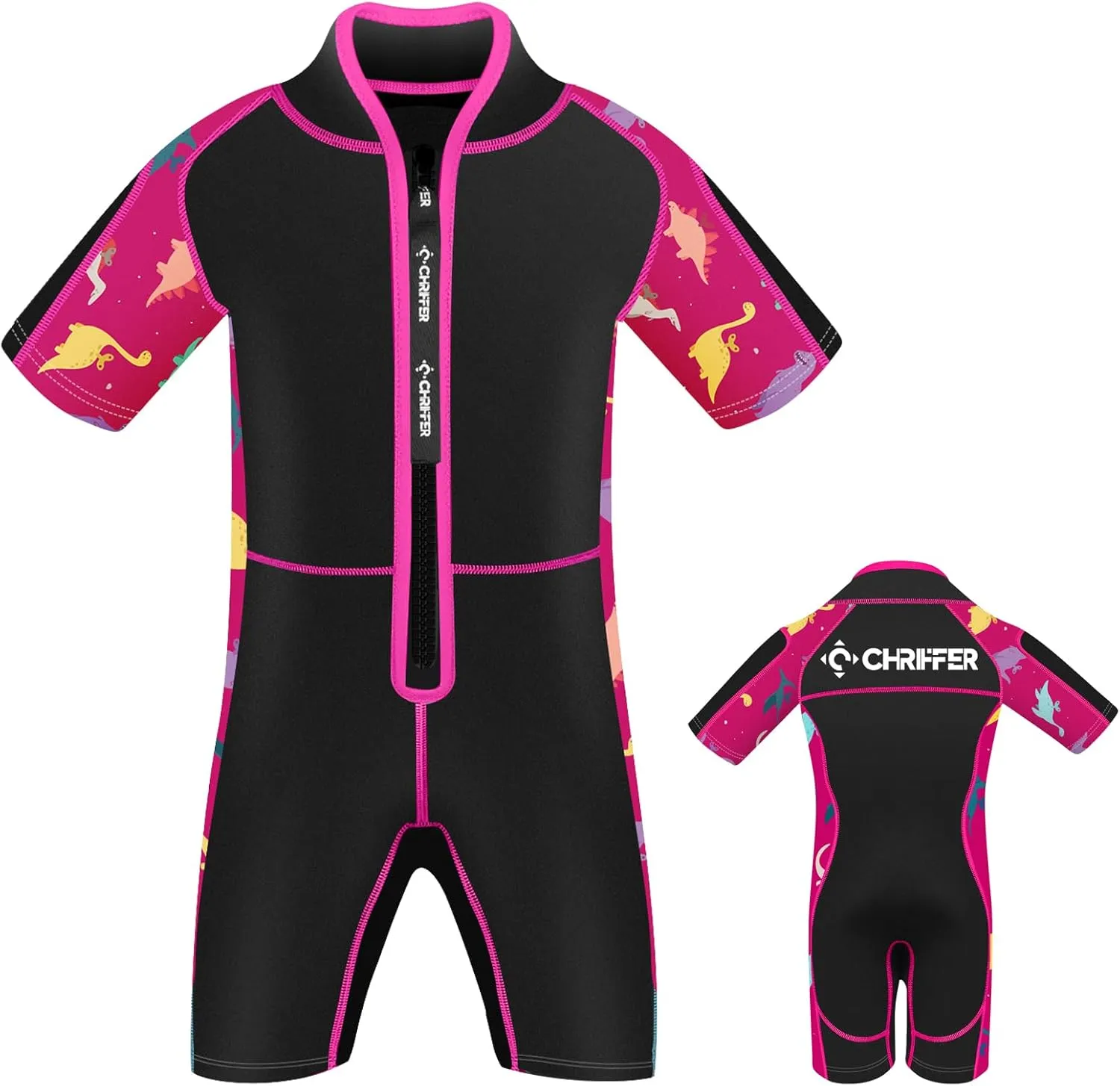 Chriffer Kids Wetsuit Shorty Wet Suit for Girls Boys Front Zip 2mm Neoprene Thermal Short Sleeves for Toddler/Kid/Youth/Teens Keep Warm for Diving Surfing Swimming Water Sports