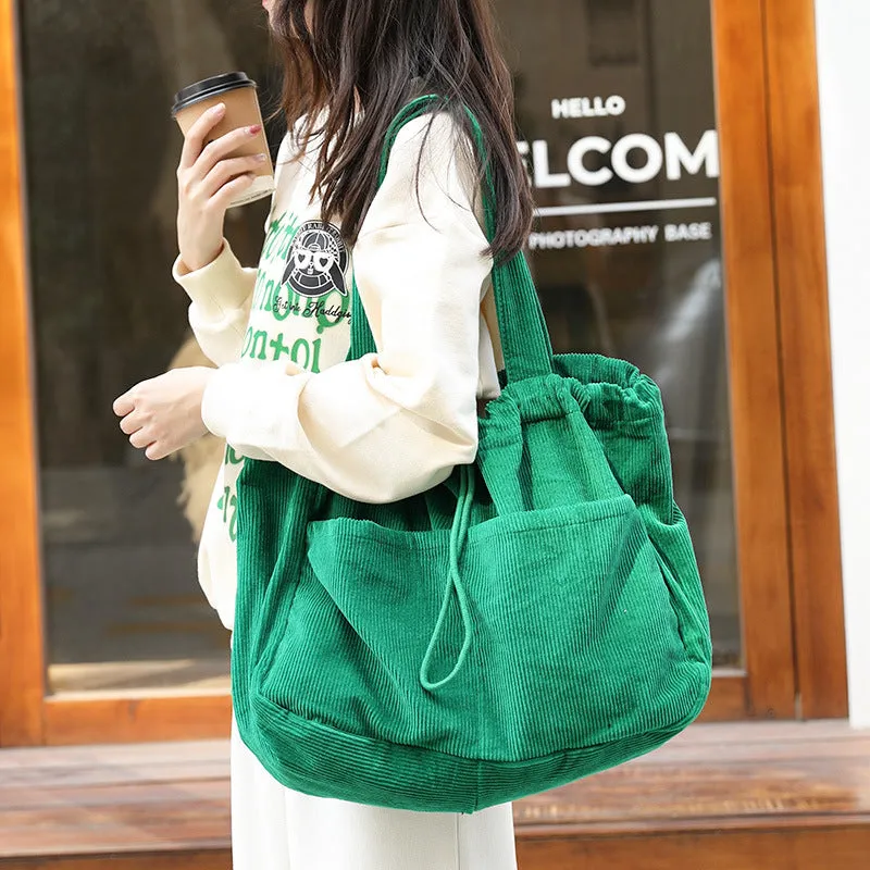 Clara – Corduroy Tote with Spacious Pockets and Fabric Handles