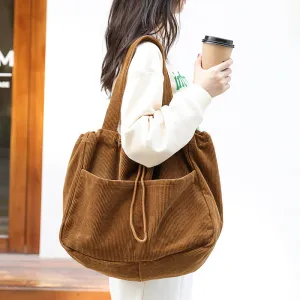 Clara – Corduroy Tote with Spacious Pockets and Fabric Handles