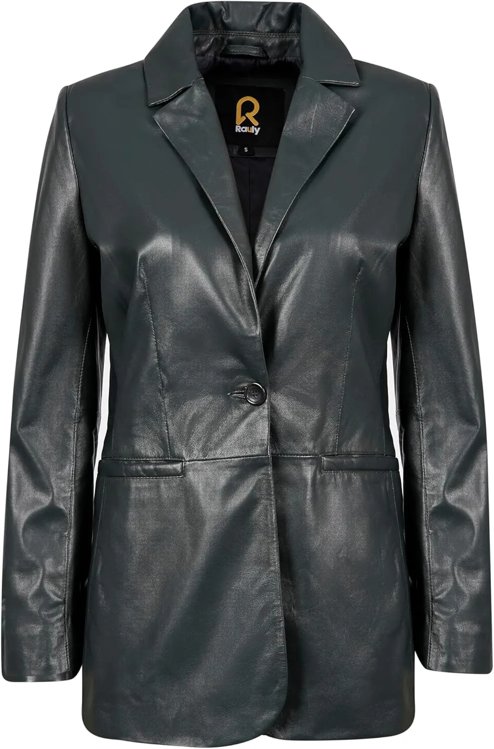 Classic 2-Button Lambskin Leather Blazer Women - Casual Coat Long Sleeves Suit Style Real Leather Jacket for Women