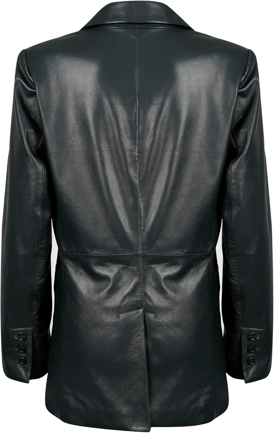 Classic 2-Button Lambskin Leather Blazer Women - Casual Coat Long Sleeves Suit Style Real Leather Jacket for Women
