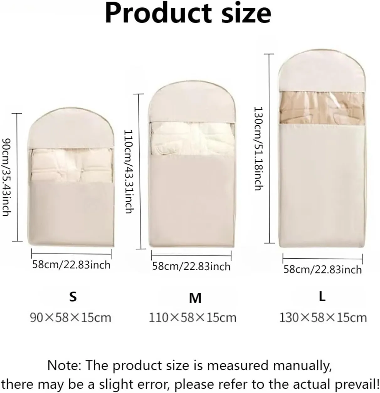 Closet Storage Compression Save Space Suit Bags For Closet Storage Garment Bags For Hanging Clothes With Zipper Space Saving Hanging Clothes Bags(Beige L)