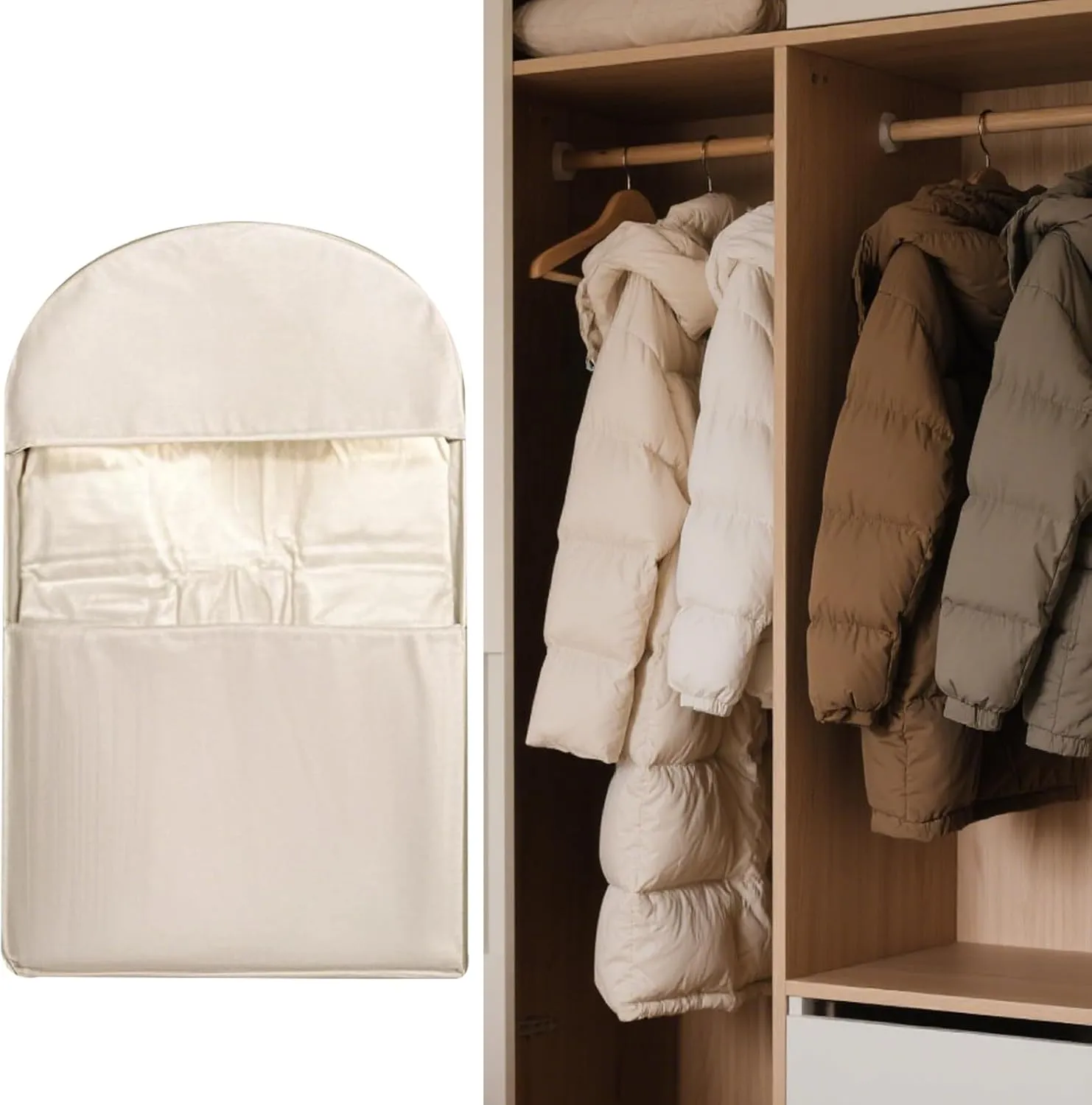 Clothing Organizer Bag - -Compression Garment Bag, Zippered Closet Storage Bag, Storage Bag for Hanging Clothes, Protective Cover for Suits and Dresses with for Organizing Wardrobes in Apartments