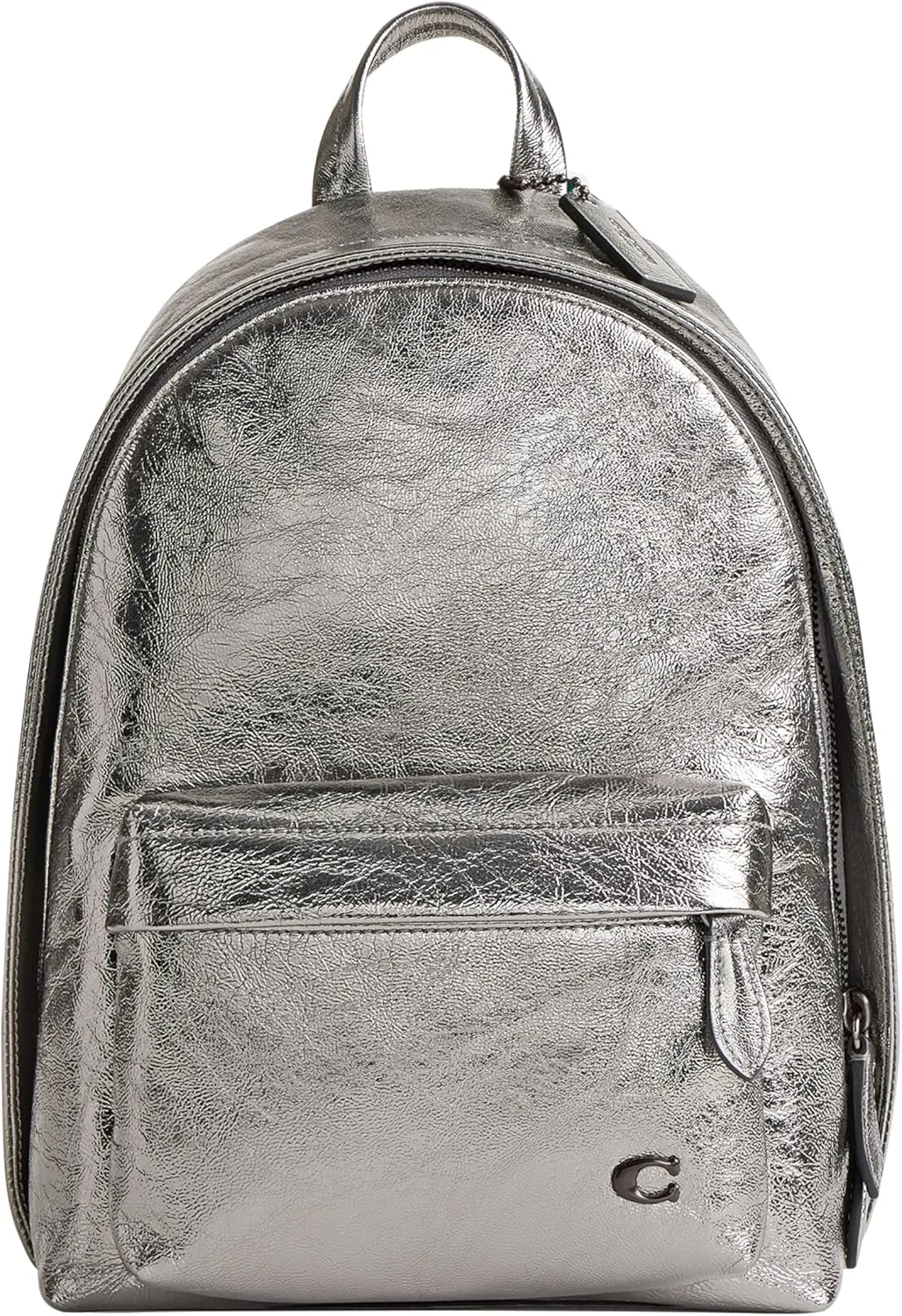 COACH Men's Hall Backpack 22 in Metallic Crinkle Leather, Anthracite, One Size