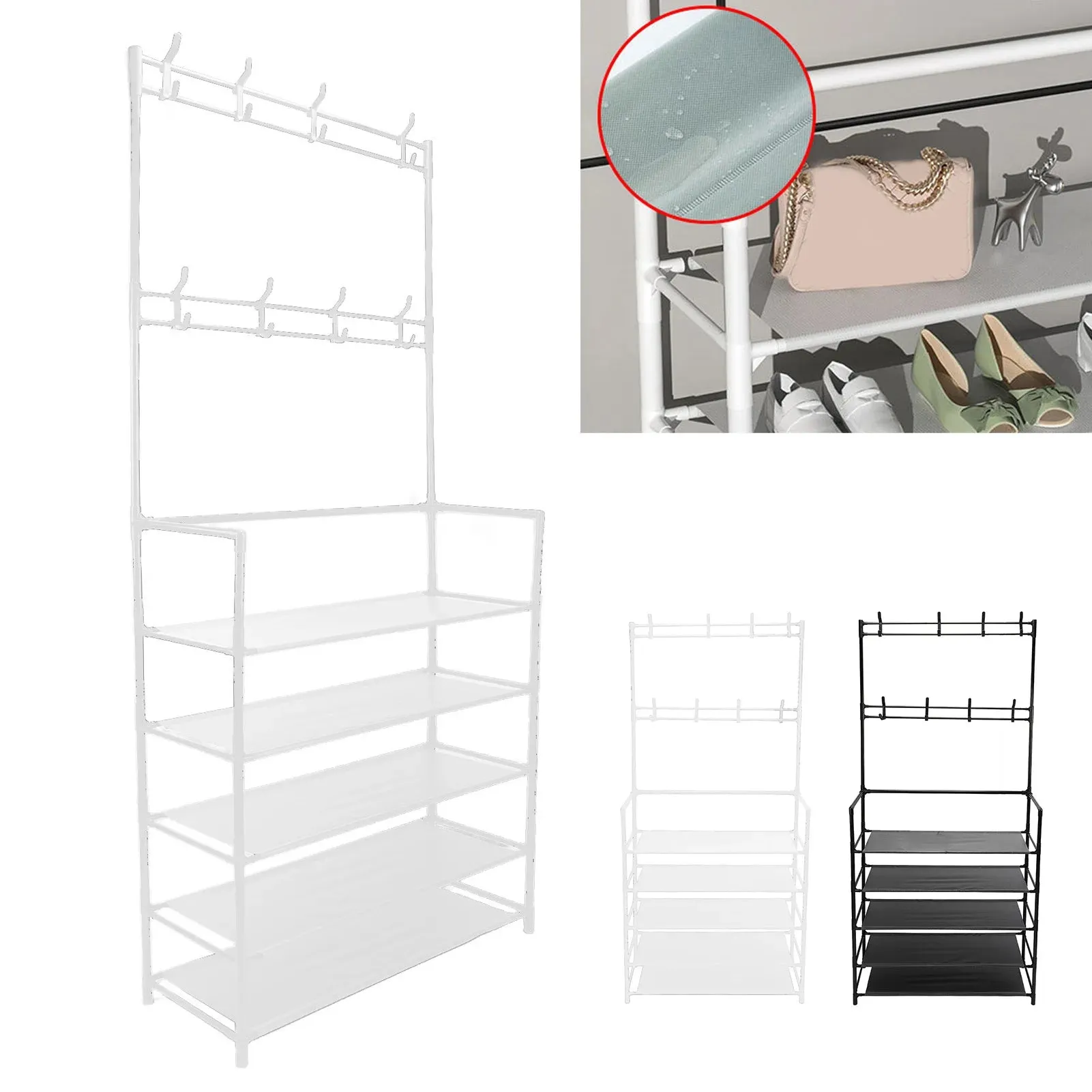 Coat Rack Stand 2 In 1 Space Saving Freestanding Stable Load Bearing Entryway Clothes Hanging Organizer Multifunction for Home
