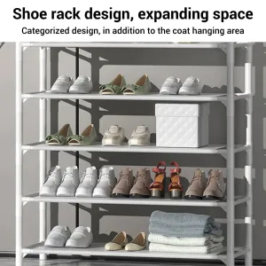 Coat Rack Stand 2 In 1 Space Saving Freestanding Stable Load Bearing Entryway Clothes Hanging Organizer Multifunction for Home