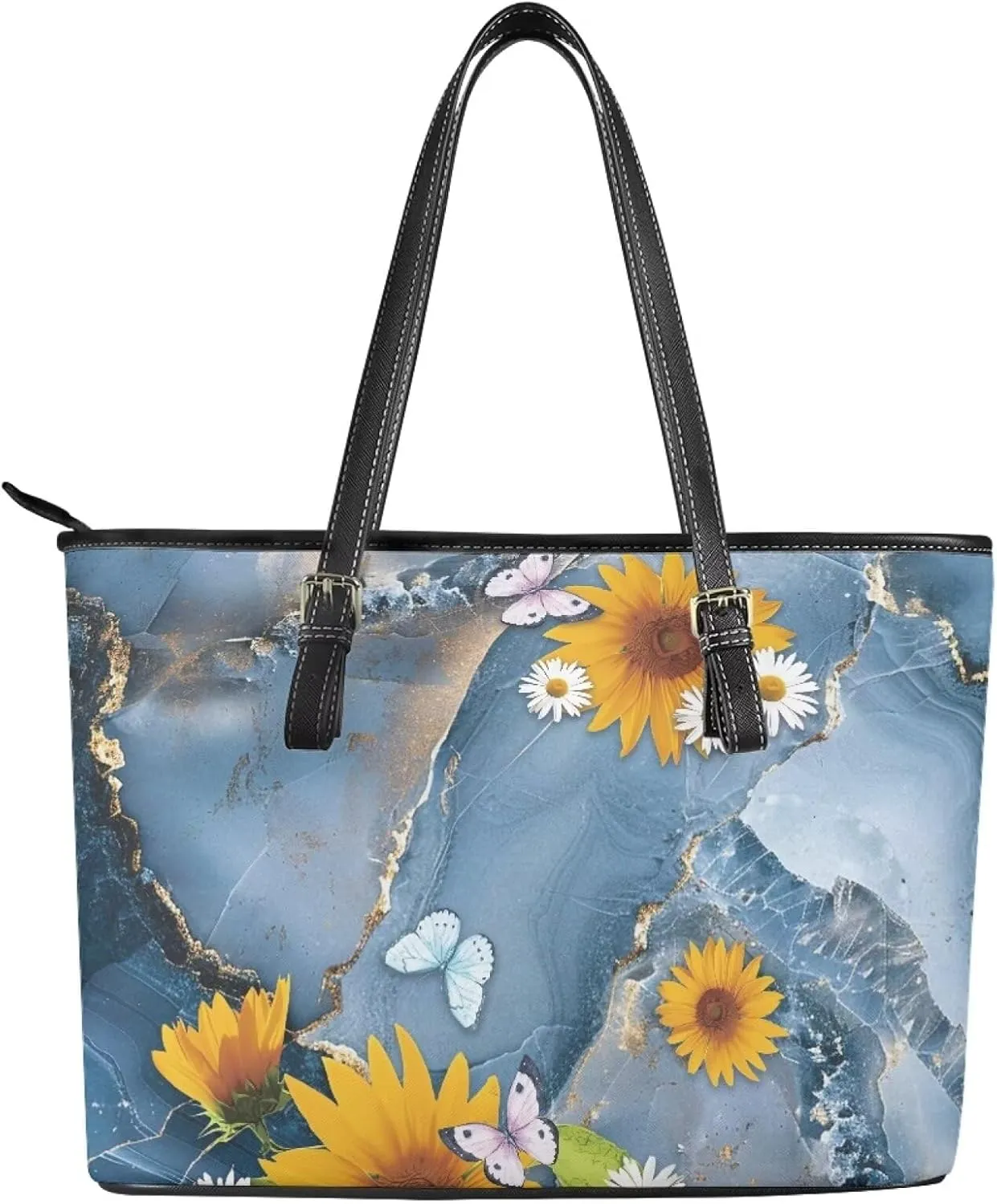 Coldinair Leather Tote Bag for Women with Zipper Large Shoulder Tote Bag Shopping Casual Travel Bag Handbag Purse