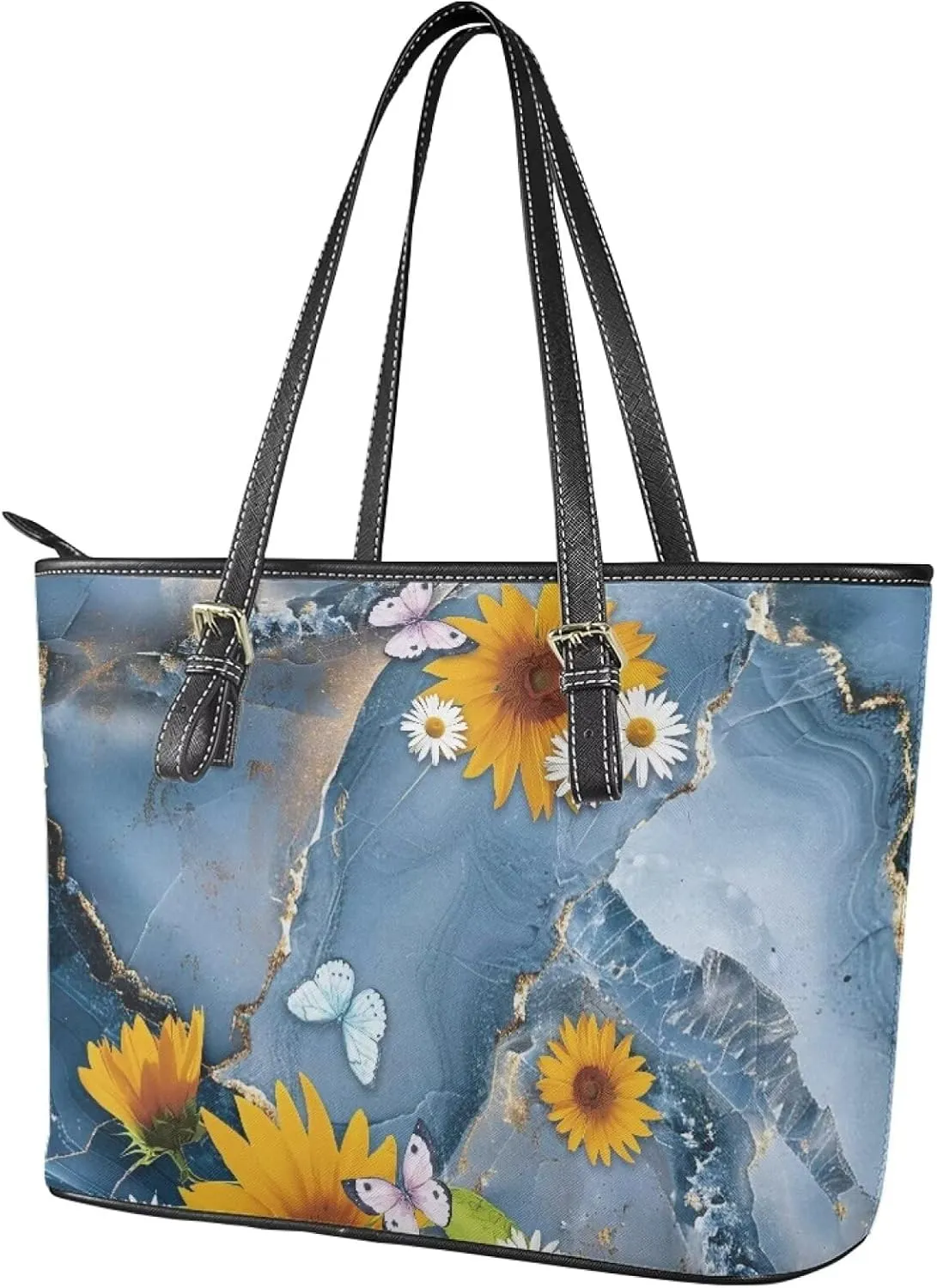 Coldinair Leather Tote Bag for Women with Zipper Large Shoulder Tote Bag Shopping Casual Travel Bag Handbag Purse