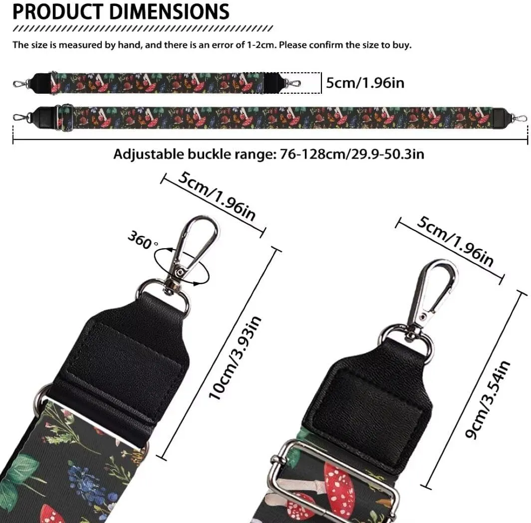Coldinair Mushroom Snail Wide Shoulder Strap Adjustable Replacement Belt Guitar Crossbody Bag Straps Handbag Strap Canvas Straps Luggage Strap