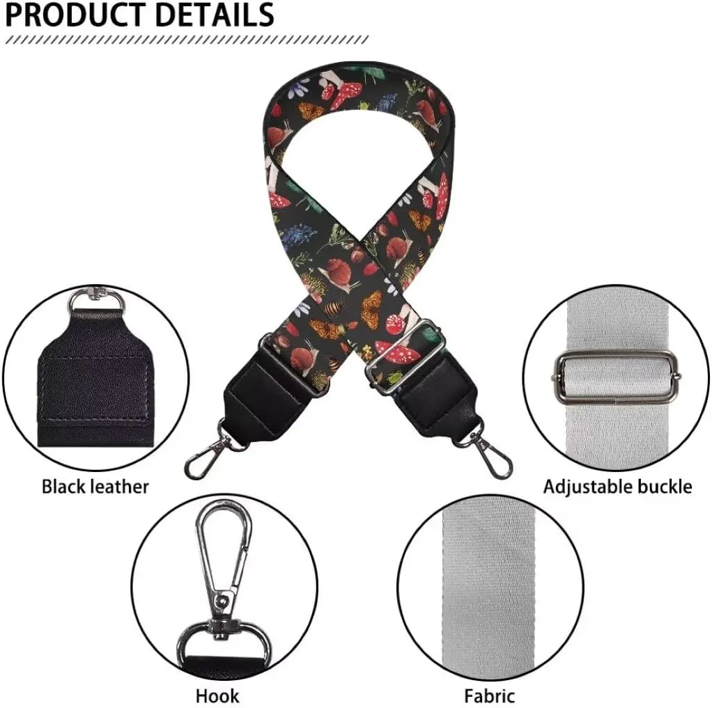 Coldinair Mushroom Snail Wide Shoulder Strap Adjustable Replacement Belt Guitar Crossbody Bag Straps Handbag Strap Canvas Straps Luggage Strap