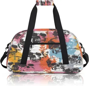 Color Skull Gothic Skeleton Small Gym Bag 18 inch Carry On Duffel Bag for Weekender Travel Sports Workout Yoga Gymnastics Dance Ballet