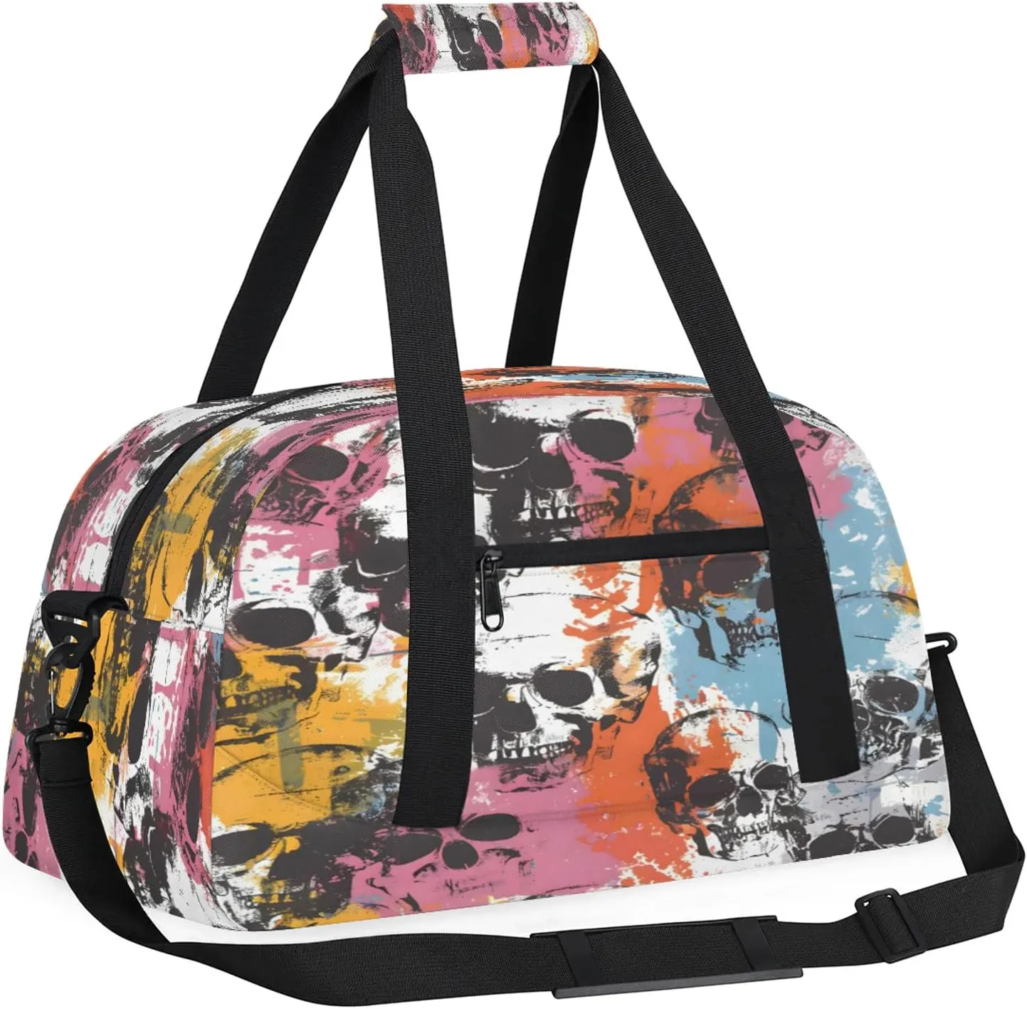 Color Skull Gothic Skeleton Small Gym Bag 18 inch Carry On Duffel Bag for Weekender Travel Sports Workout Yoga Gymnastics Dance Ballet
