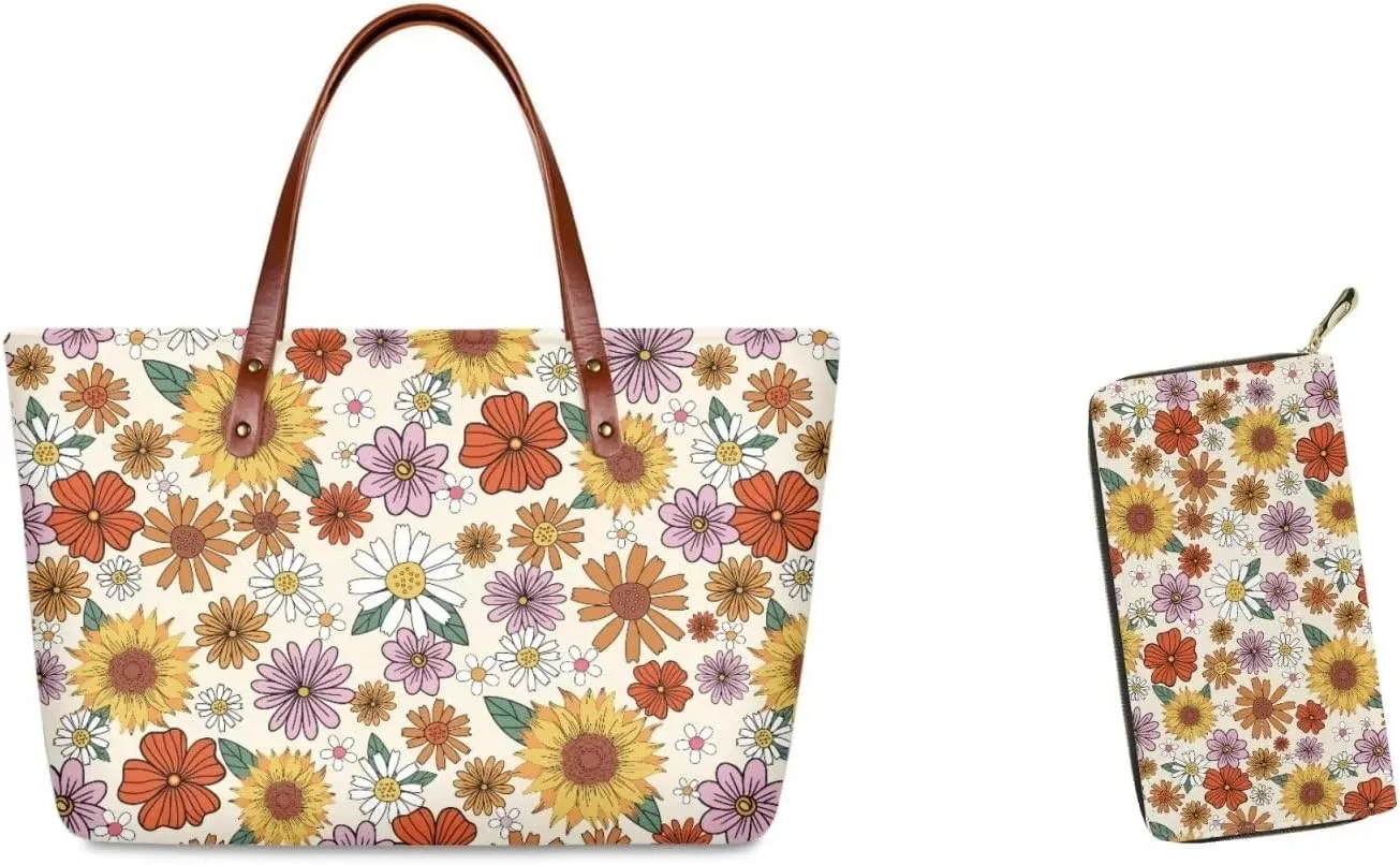Coloranimal Cute Animal Women Tote Top-handle Bag Big Cross-body Handbag Long Purse Wallet Gift