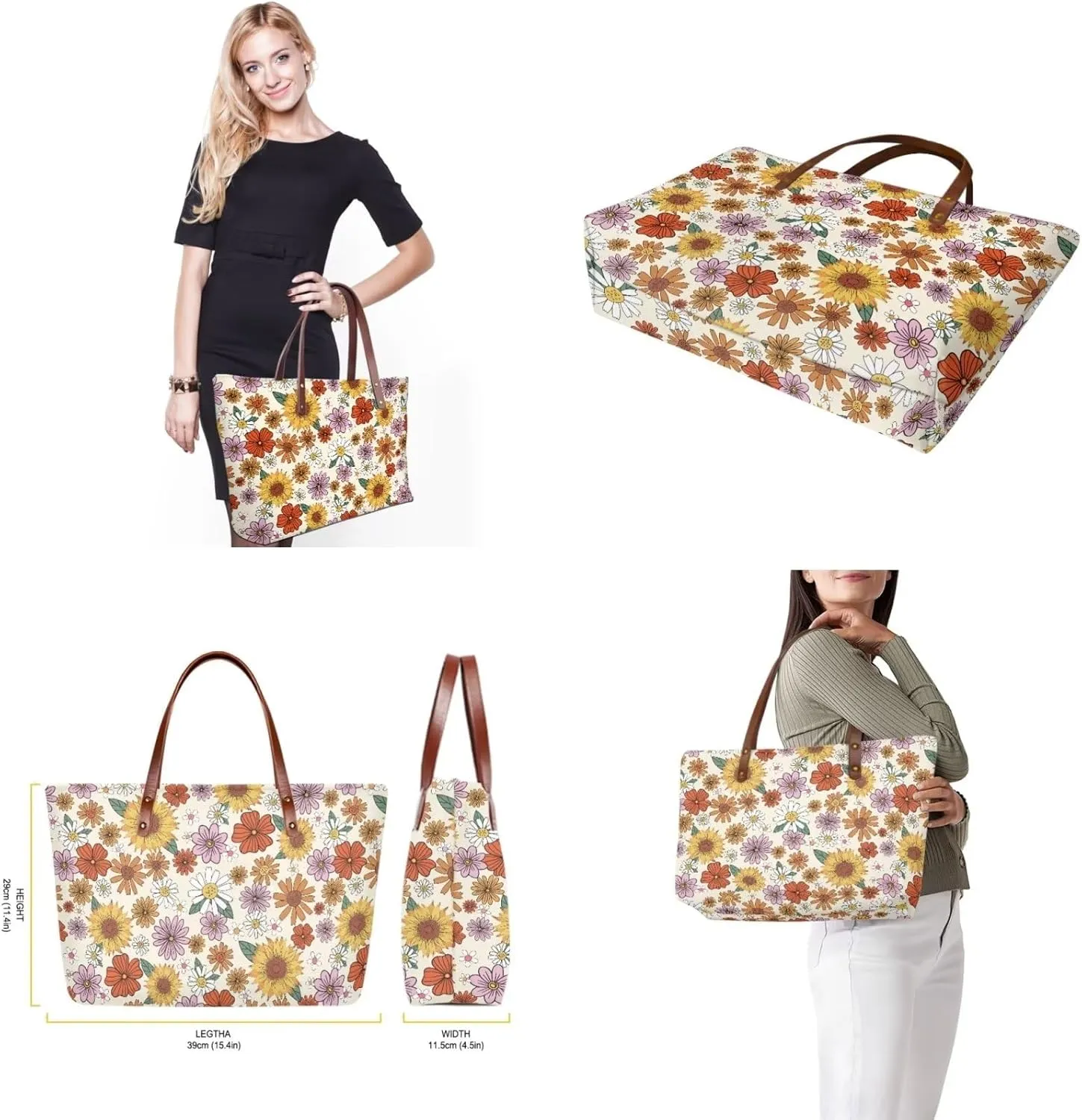 Coloranimal Cute Animal Women Tote Top-handle Bag Big Cross-body Handbag Long Purse Wallet Gift
