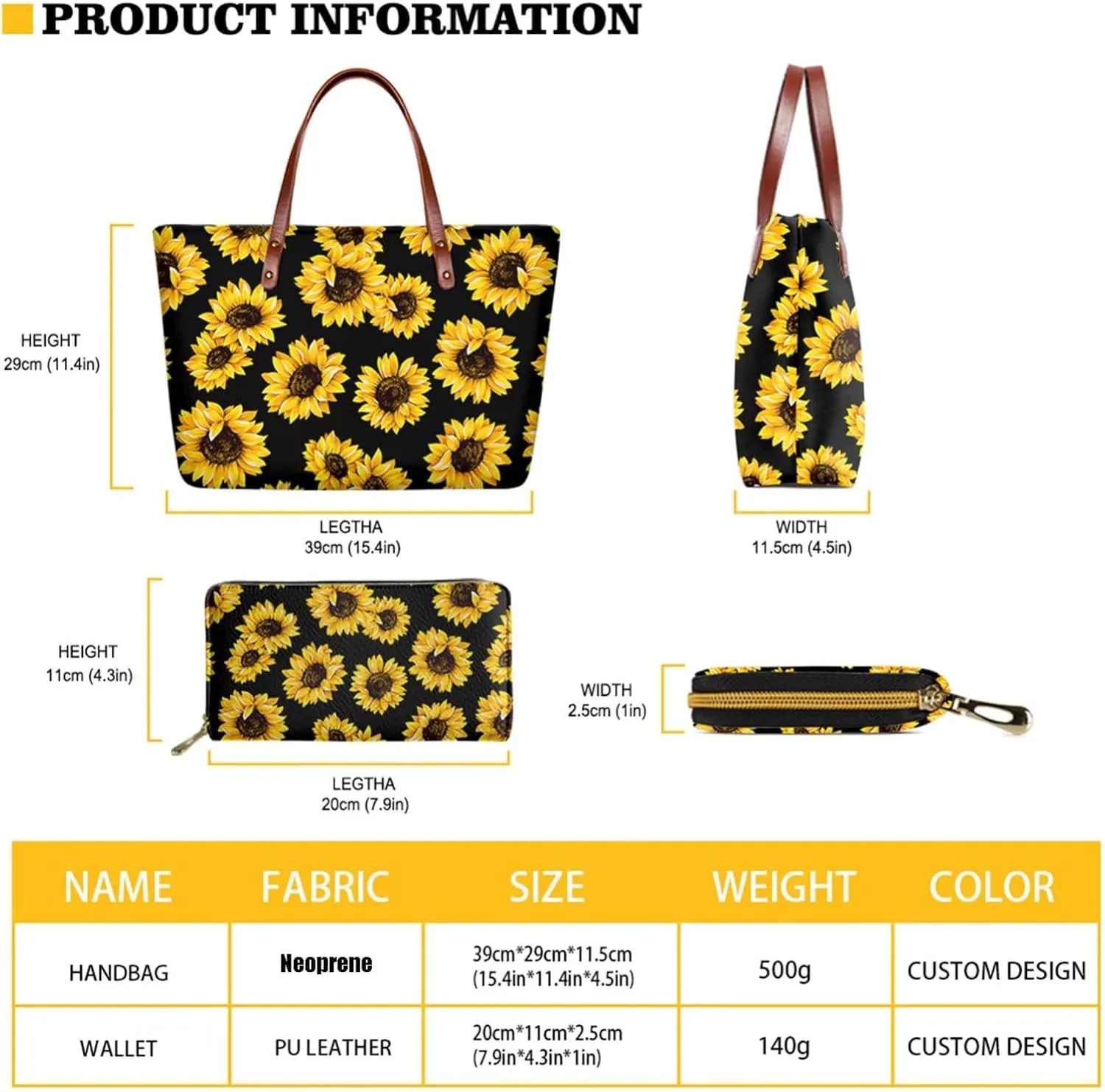 Coloranimal Cute Animal Women Tote Top-handle Bag Big Cross-body Handbag Long Purse Wallet Gift