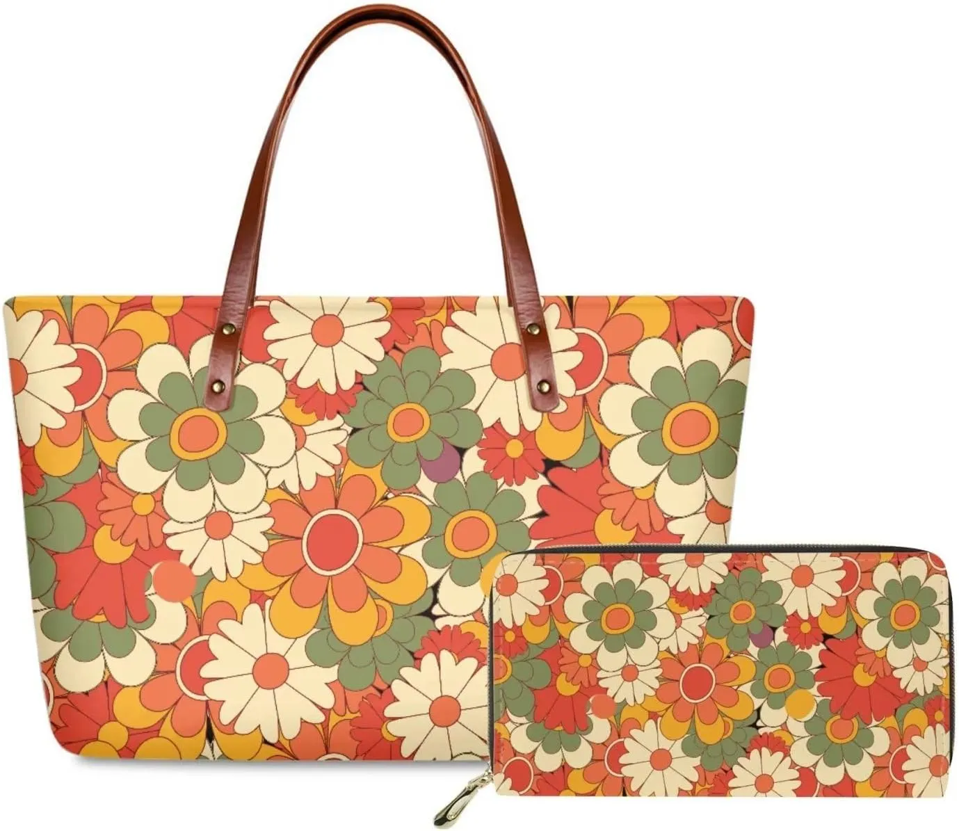 Coloranimal Cute Animal Women Tote Top-handle Bag Big Cross-body Handbag Long Purse Wallet Gift