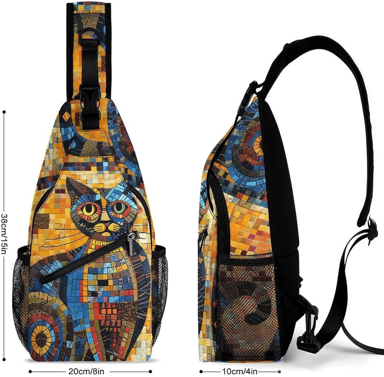 Colorful Abstract Cat Sling Bag Crossbody Bags Cross Body Bag Fanny Packs Chest Bags Sling Purses for Travel