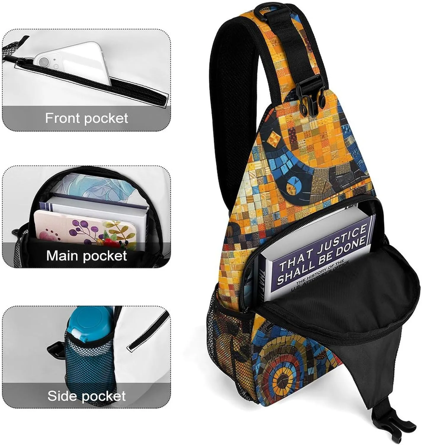 Colorful Abstract Cat Sling Bag Crossbody Bags Cross Body Bag Fanny Packs Chest Bags Sling Purses for Travel
