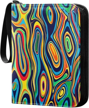 Colorful Abstract Pattern Card Binder, 400 Pockets Card Holder with 50 Sleeves, Sturdy Card Holder Folders for Game Cards & Sports Cards