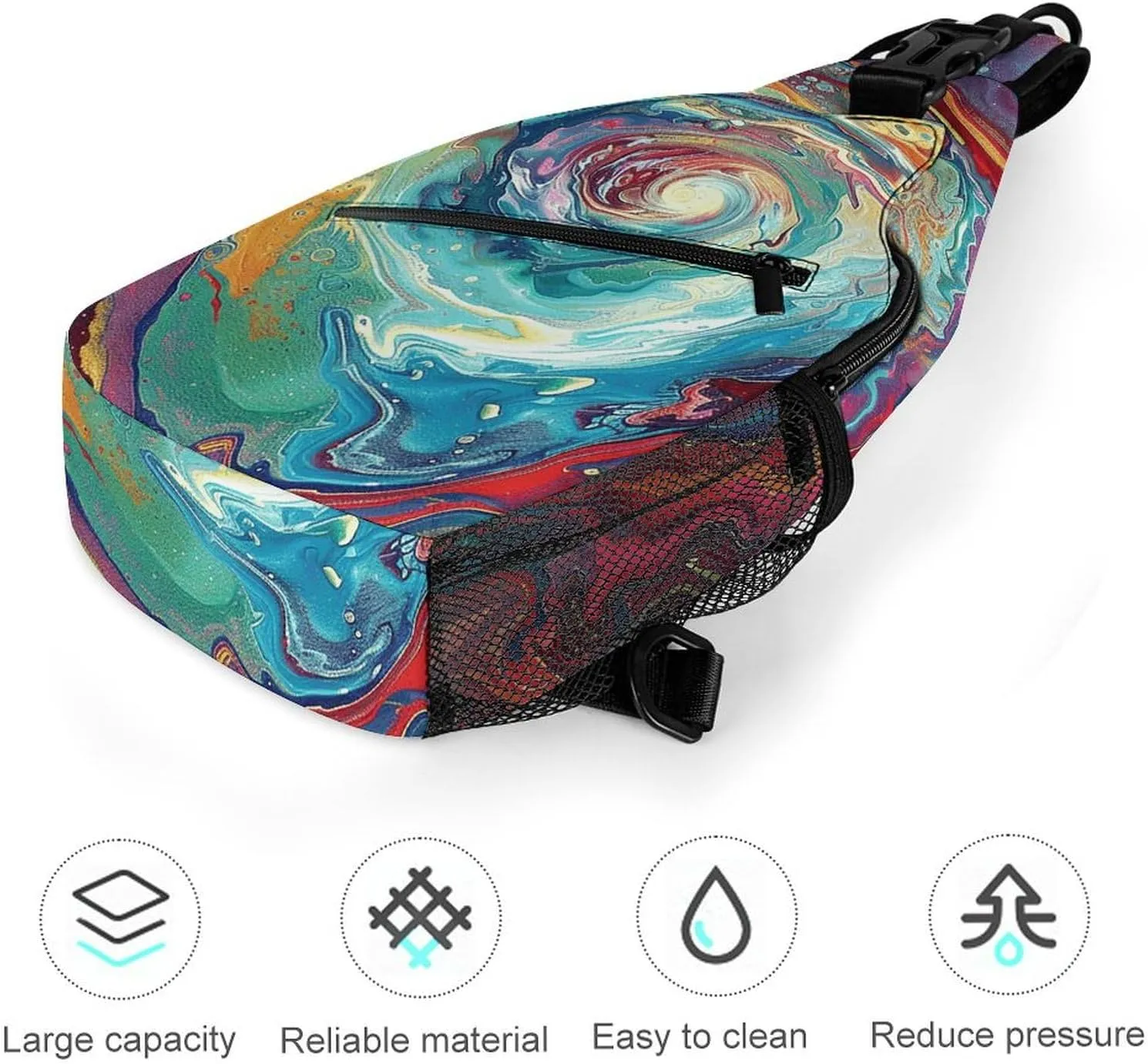 Colorful Abstract Swirls Sling Bag Crossbody Bags Cross Body Bag Fanny Packs Chest Bags Sling Purses for Travel