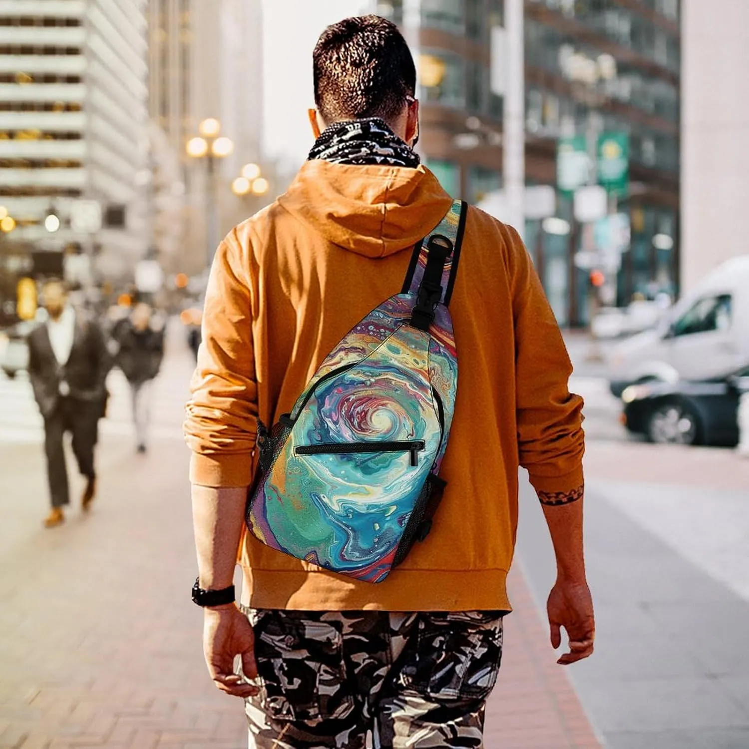 Colorful Abstract Swirls Sling Bag Crossbody Bags Cross Body Bag Fanny Packs Chest Bags Sling Purses for Travel