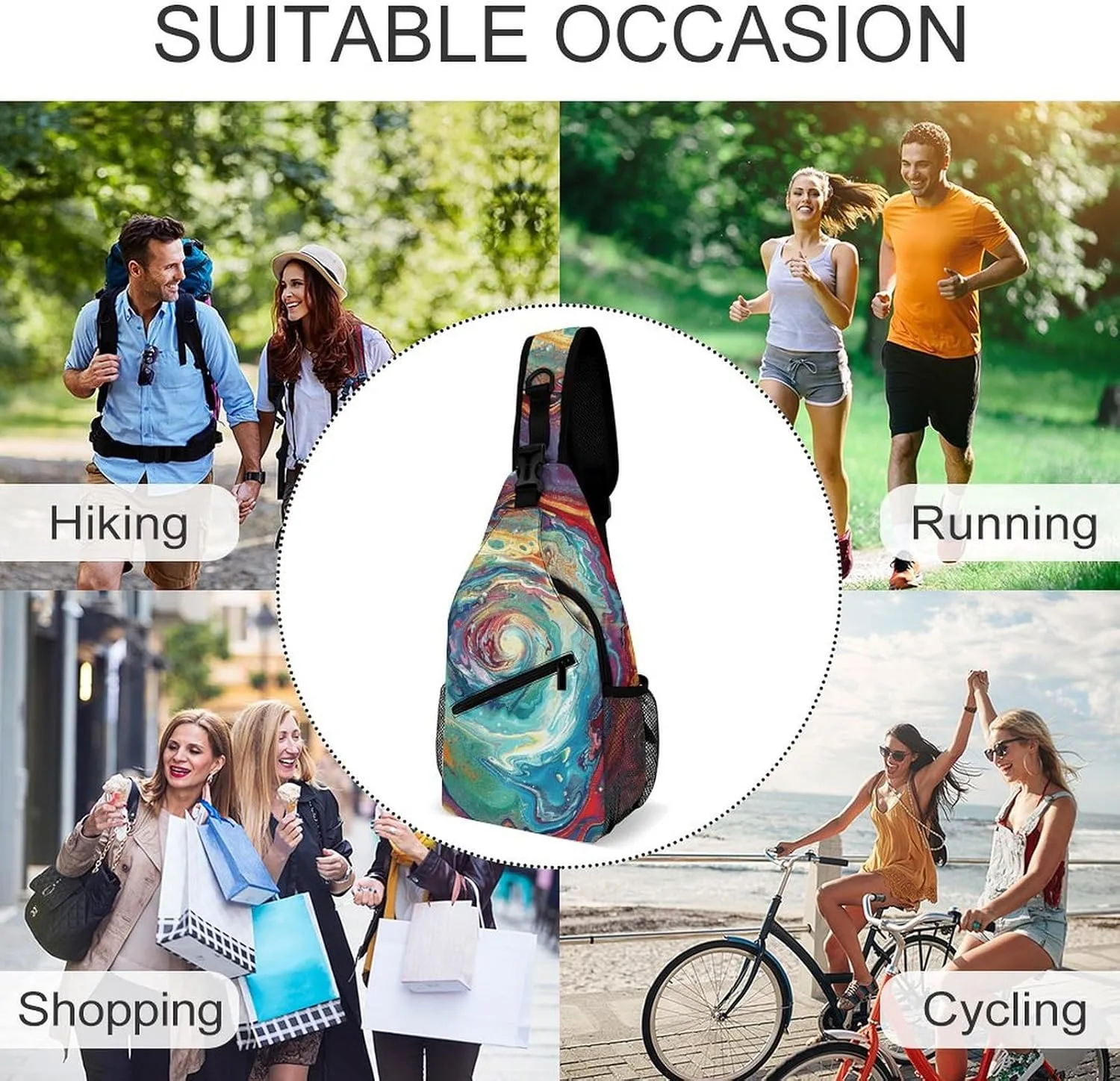 Colorful Abstract Swirls Sling Bag Crossbody Bags Cross Body Bag Fanny Packs Chest Bags Sling Purses for Travel