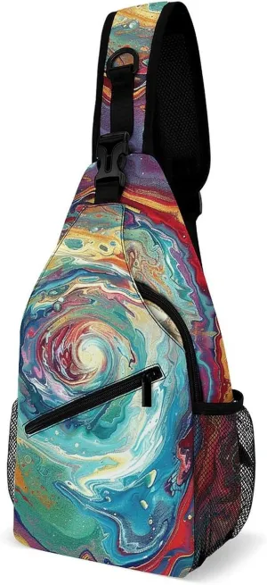 Colorful Abstract Swirls Sling Bag Crossbody Bags Cross Body Bag Fanny Packs Chest Bags Sling Purses for Travel