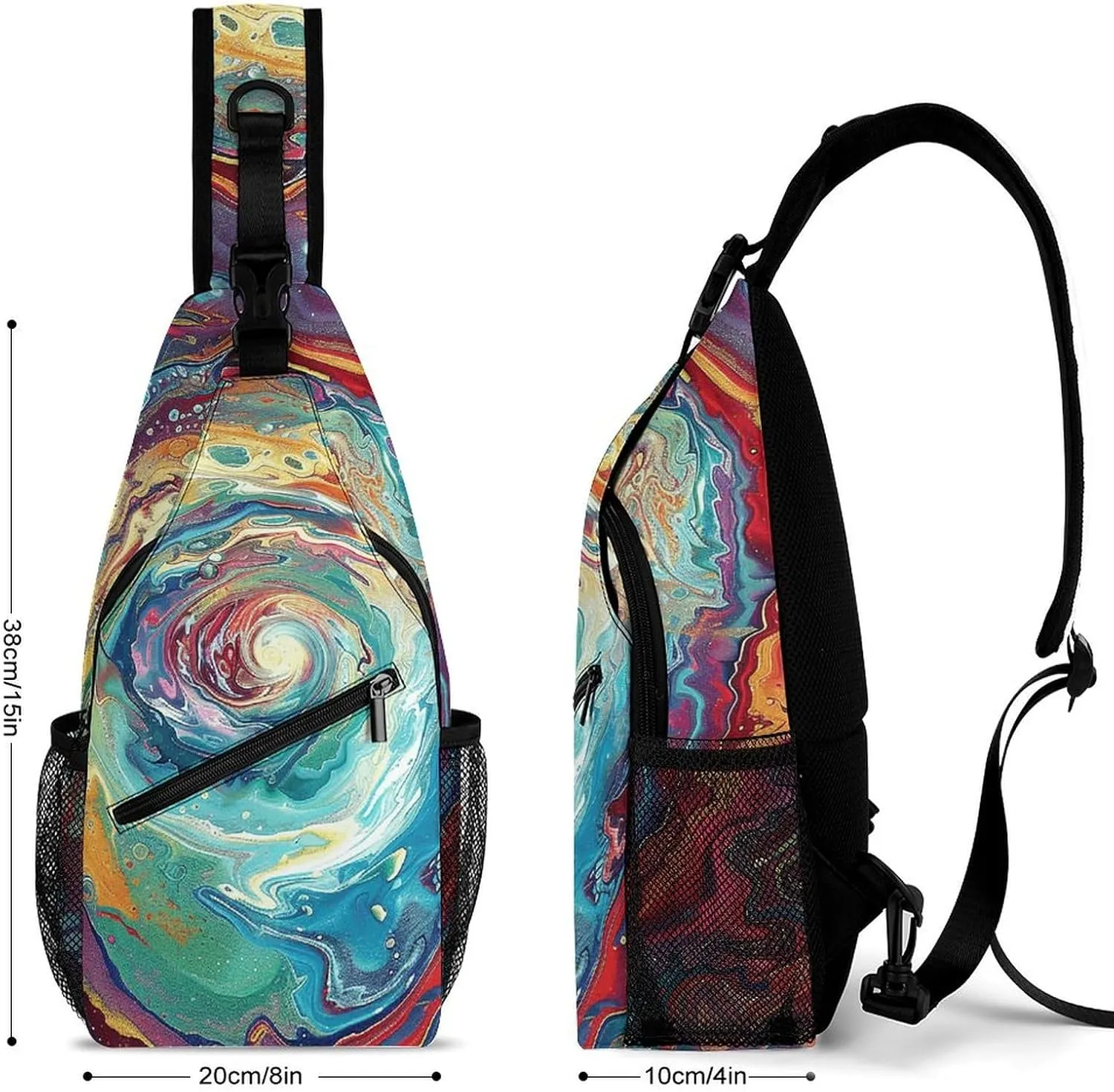 Colorful Abstract Swirls Sling Bag Crossbody Bags Cross Body Bag Fanny Packs Chest Bags Sling Purses for Travel