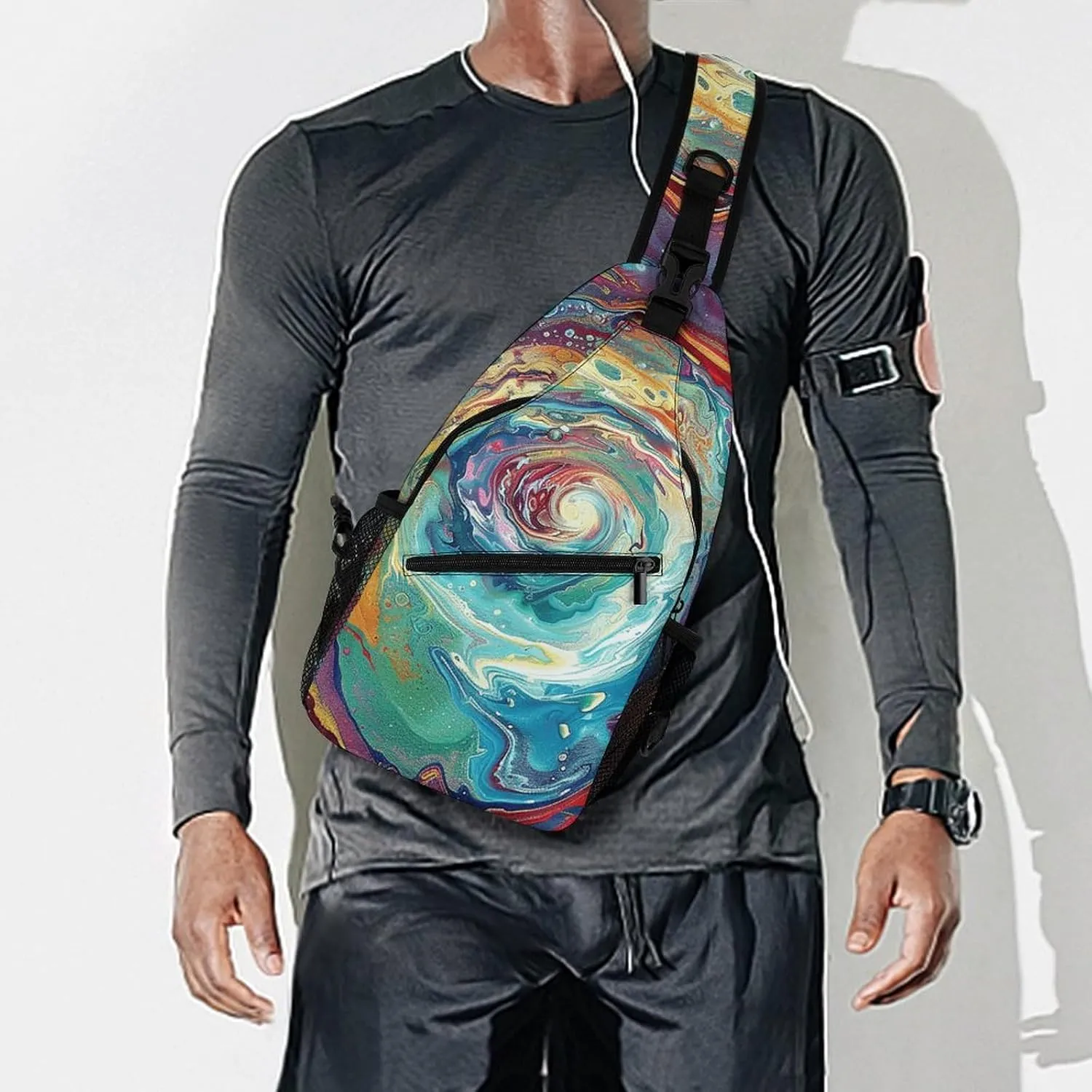 Colorful Abstract Swirls Sling Bag Crossbody Bags Cross Body Bag Fanny Packs Chest Bags Sling Purses for Travel