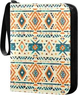 Colorful Aztec Pattern Card Binder, 400 Pockets Card Holder with 50 Sleeves, Sturdy Card Holder Folders for Game Cards & Sports Cards