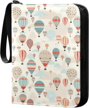 Colorful Balloon(1) Striped Watermelon Card Binder with 50 Removable Page Sleeves PU Leather Collectible Trading Card Albums Book with Zipper for Games Card,Baseball Cards
