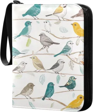 Colorful Birds Card Binder, 400 Pockets Card Holder with 50 Sleeves, Sturdy Card Holder Folders for Game Cards & Sports Cards