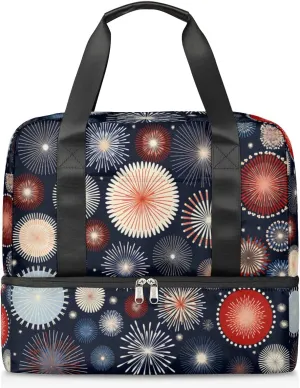 Colorful Fireworks Travel Duffel Bag Dry Wet Separated Sports Tote Travel Duffle Bag Gym Workout Bag Women Travel Duffel Bag for Women, Travel, Gym, Work