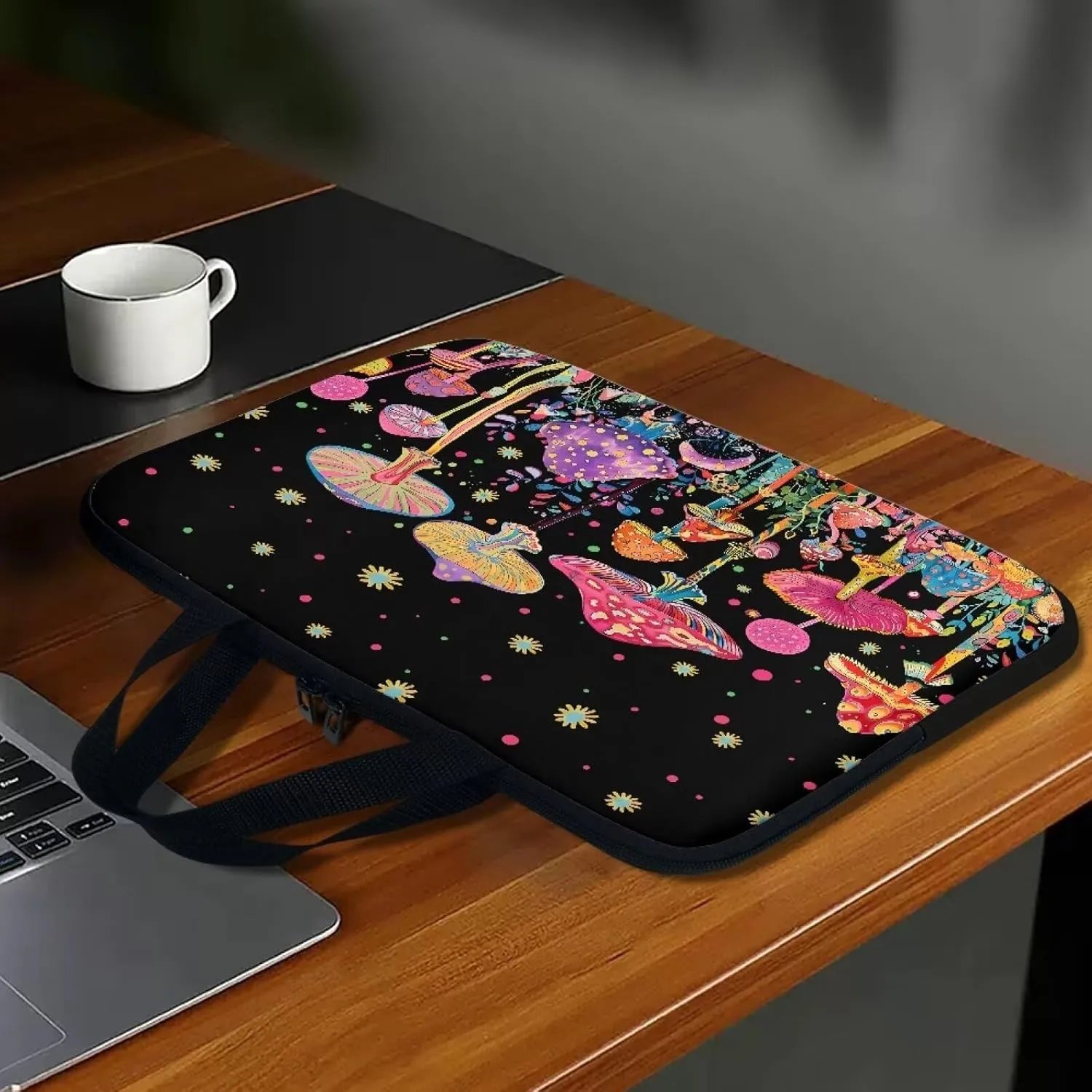 Colorful Mushrooms 10-17 Inch Kids Tablet Portable Neoprene Zipper Carrying Sleeve Case Bag Computer Tablet Handbag Case Notebook Messenger Briefcase for Travel/Business/School
