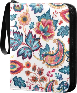 Colorful Paisley Pattern Card Binder, 400 Pockets Card Holder with 50 Sleeves, Sturdy Card Holder Folders for Game Cards & Sports Cards