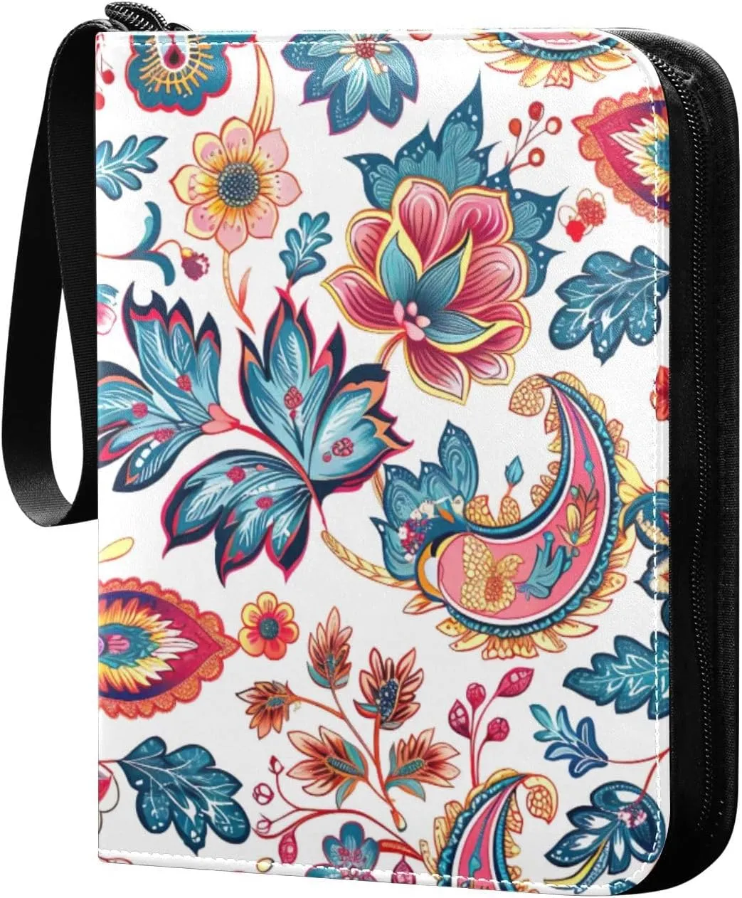 Colorful Paisley Pattern Card Binder, 400 Pockets Card Holder with 50 Sleeves, Sturdy Card Holder Folders for Game Cards & Sports Cards