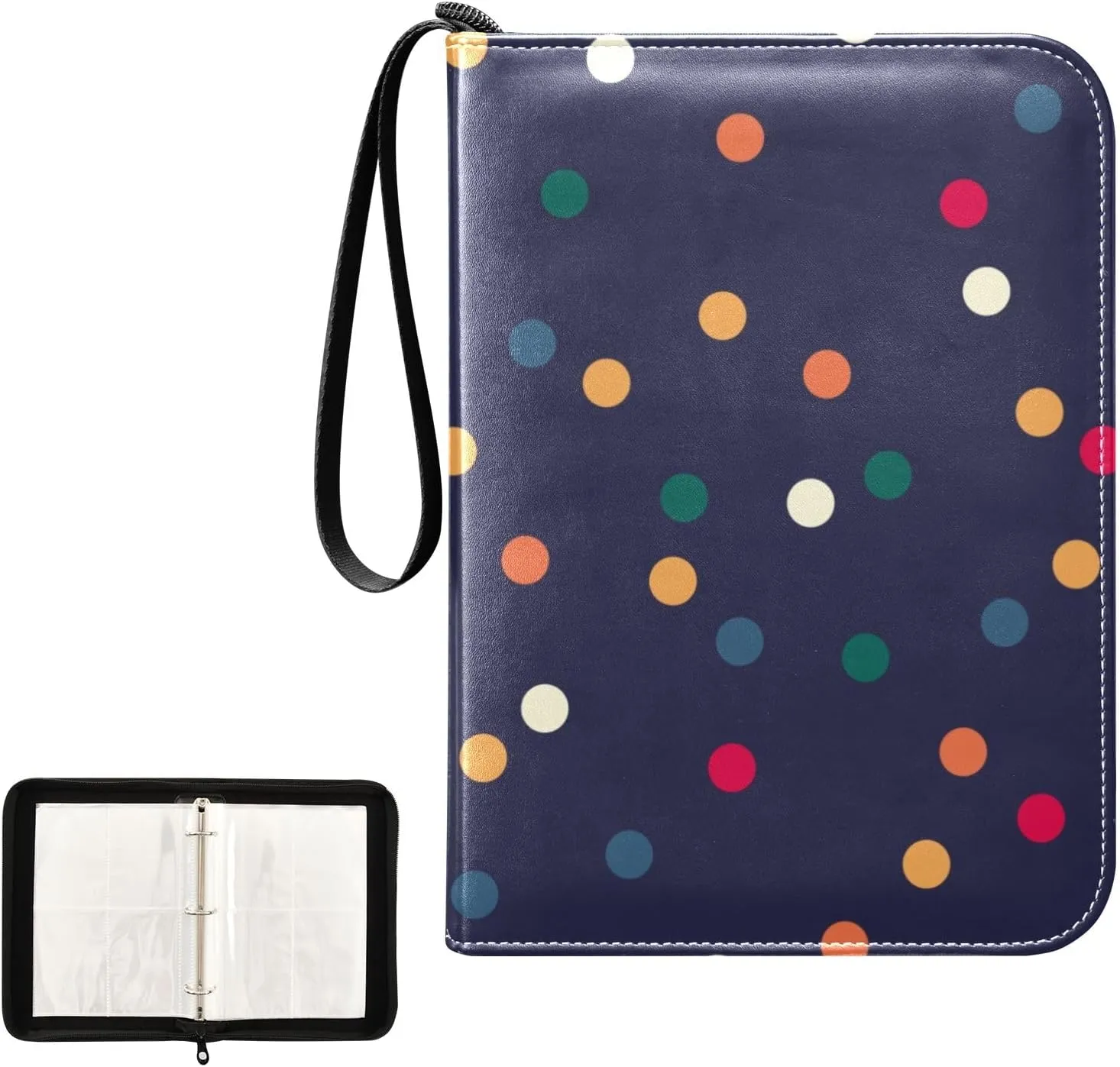 Colorful Polka Dots Card Collecting Binder, 4 Pocket Binder with Sleeves for Sports Cards, Game Cards